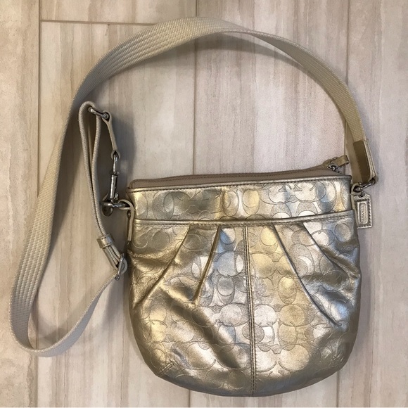 Coach Bags Coach Signature Logo Gold Leather Vintage Crossbody Bag